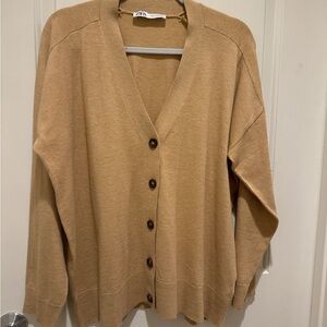 Zara Camel Button-Up Cardigan